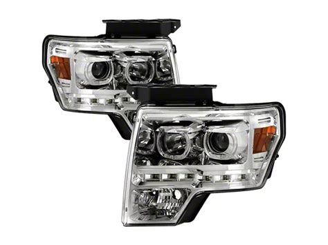 F 150 Led Halo Projector Headlights Chrome Housing Clear Lens 09 14 F 150 W O Factory Hid