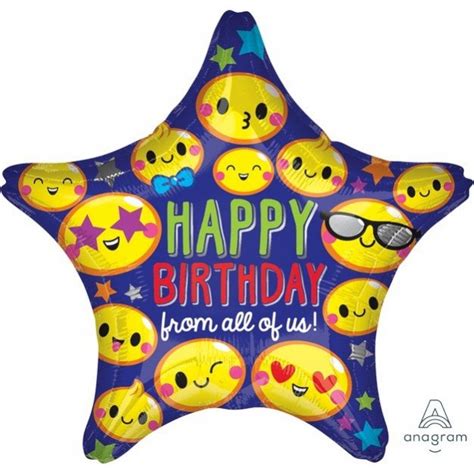 Emoji Foil Balloons 45cm Smiley Faces Happy Birthday From All Of Us