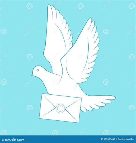 White Carrier Pigeon And Letter Stock Vector Illustration Of Delivery