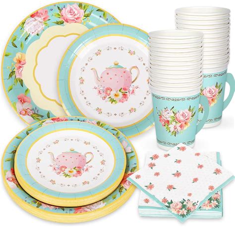 Amazon Filltouch Pcs Floral Paper Tea Cups And Saucers Set