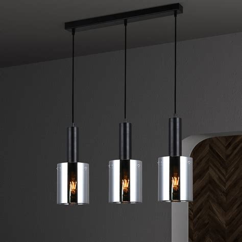 Wisząca LAMPA loftowa SARDO PND 5581 3 BK SG Italux przydymione czarne