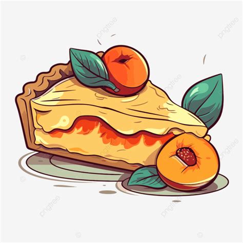 Peach Pie Sticker Clipart Peaches Pie Vector Illustration Cartoon