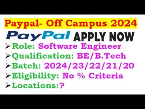 Paypal Is Hiring 2024 23 22 21 20 Batch Required Skills Locations