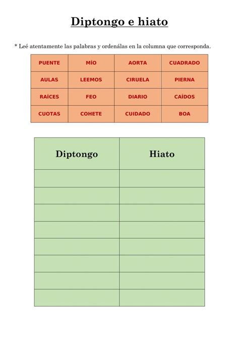 Diptongo E Hiato Ficha Interactiva Y Descargable Puedes Hacer Los
