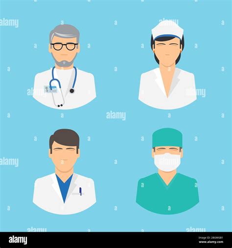 Doctor And Nurse Icons Medical Staff Colorful Flat Avatars On Light