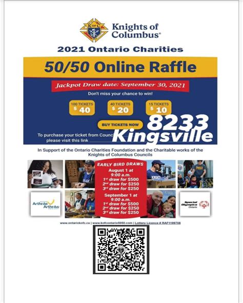 Ontario Knights Of Columbus Is Holding A 50 50 Online Raffle