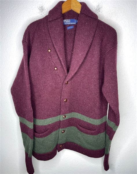 Polo Ralph Lauren Medium Varsity Cardigan Sweater Rrl Morehouse Vtg