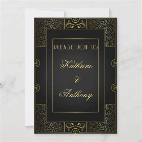 Vintage Classic Gatsby Style Wedding Invitation Zazzle