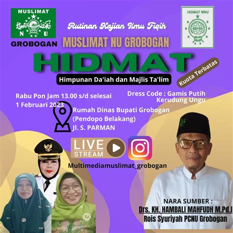 Muslimatan Taklim Rutin Hidmat Muslimat Nu Kabupaten Grobogan Wilayah