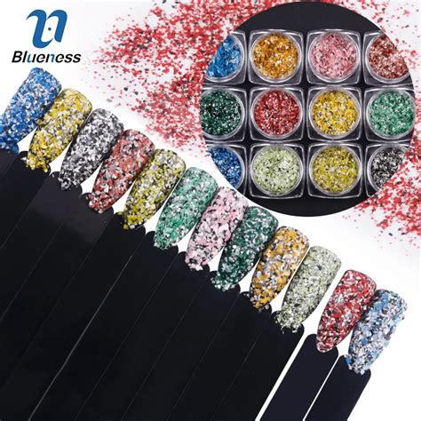 Blueness 12boxset 3d Nails Art Decorations Accessories Rhinestones