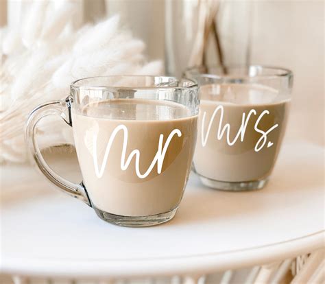 Personalized Engagement Mug Set Mr And Mrs Bird Wedding Heart Bridal