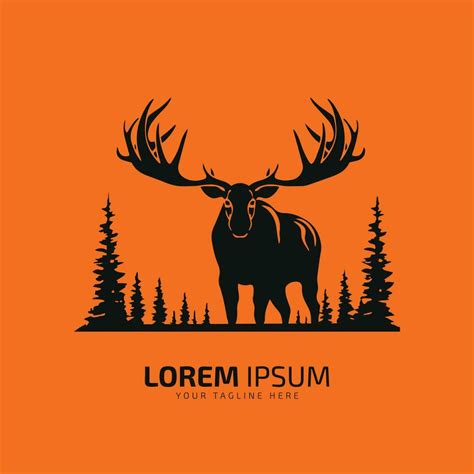 Moose Logo Fur Icon Deer Silhouette Vector Isolated Design With Pine