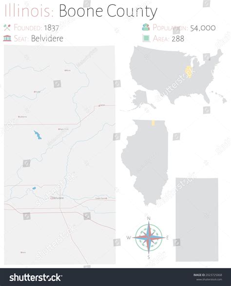 Large Detailed Map Boone County Illinois Stock Vector Royalty Free