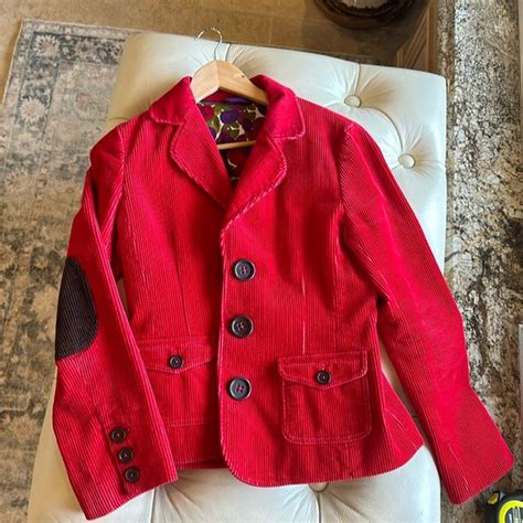 Boden Jackets Coats Red Corduroy Blazer Sz Brown Elbow Patches