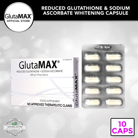 Glutamax 10 Capsule Glutathione Whitening Lightening Antioxidant Anti Aging Detox Skin Care