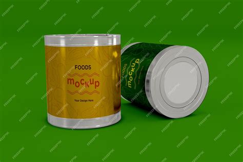 Premium Psd Metal Food Tin Packaging Mockup Design Psd