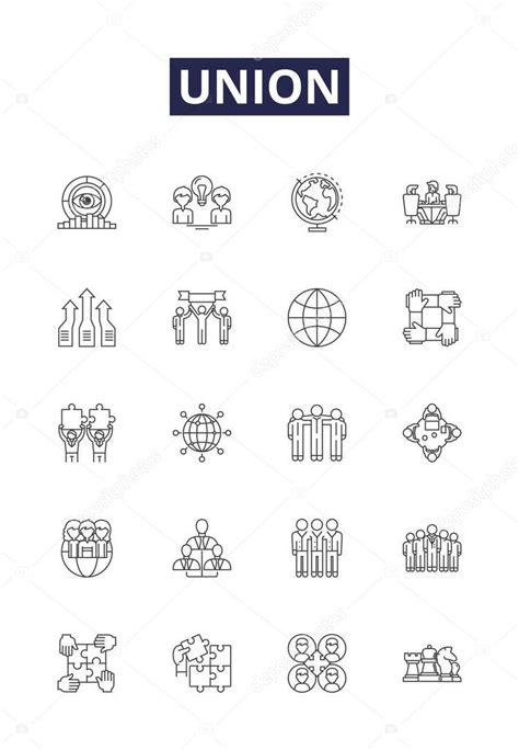 Unión línea vectorial iconos y signos Alianza Unidad Combinar