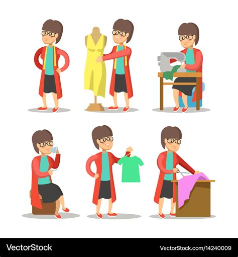 Woman Fashion Designer Cartoon Dressmaker Vector Image