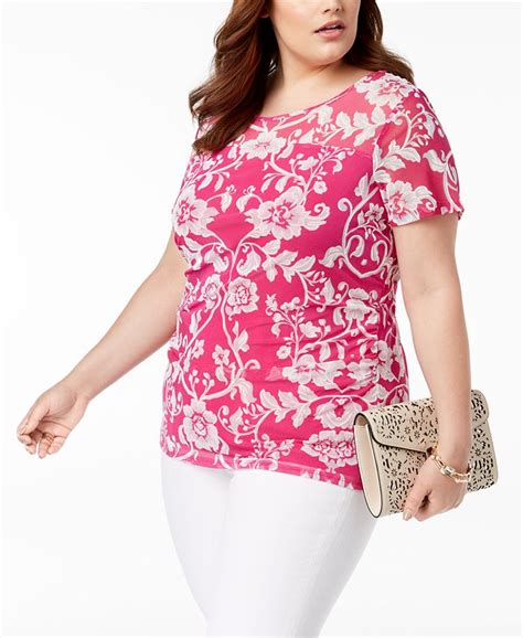 Inc International Concepts I N C Plus Size Side Ruched Print Top