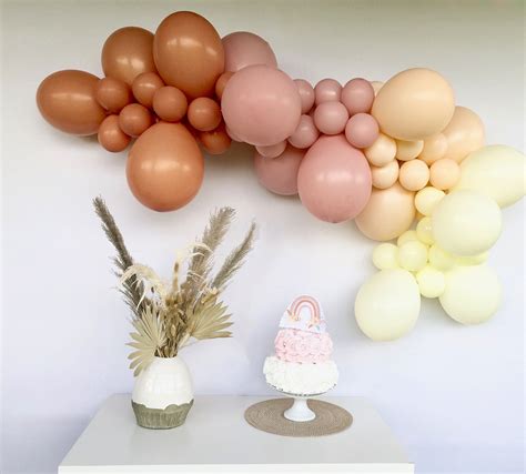 Boho Rainbow Balloon Garland Diy Kitburnt Orange Rosewood Etsy