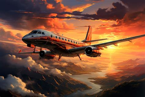 Premium Ai Image A Breathtaking Scene Unfolds As A Sleek Private Jet