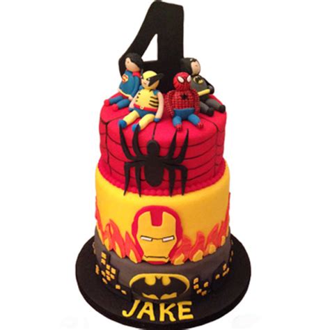 Marvel Hero Birthday Cake Batman Ironman Spiderman Gumpaste Characters