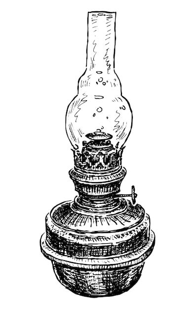 Premium Vector Hand Drawn Old Kerosene Lamp Obsolete Household Object