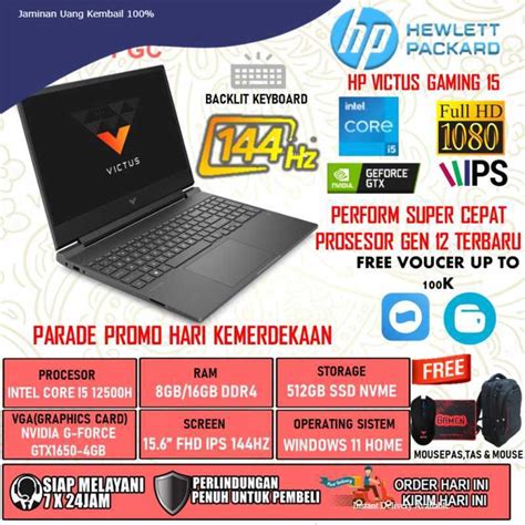 Promo Laptop Gaming Hp Victus Intel Core I H Gb Ssd Fhd Ips