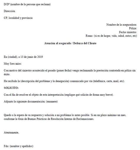 Modelo carta reclamación seguro hogar SomosPymesUnidas es