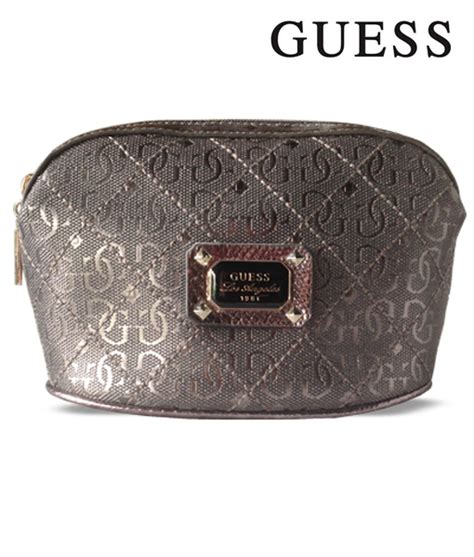 Guess Ladies Small Pewter Makeup Bag Finga Nails