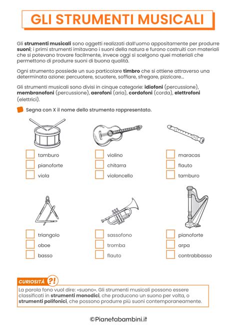 Gli Strumenti Musicali Schede Didattiche Per La Scuola Primaria