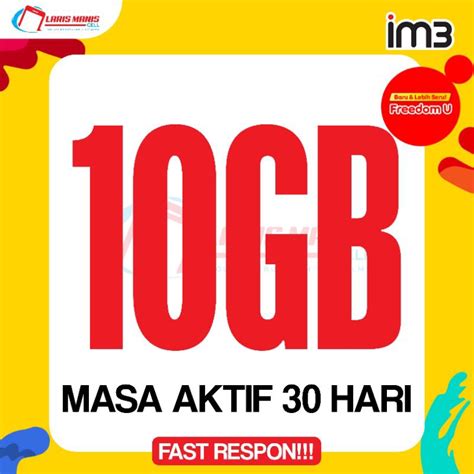 Jual Paket Data Internet IM3 Indosat Ooredoo Freedom Unlimited 10GB 30