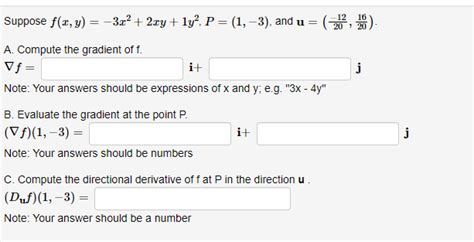 Solved Suppose F X Y −3x2 2xy 1y2 P 1 −3 And
