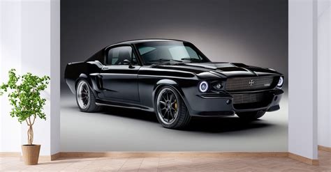 Mural Ford Mustang Print Ford Mustang Decor Retro Car Etsy