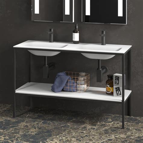 Mobile Metallico A Terra 120 Cm Con Doppio Lavabo Kamalubagno It