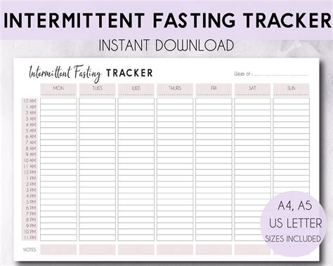 Intermittent Fasting Tracker Intermittent Fasting Chart Etsy