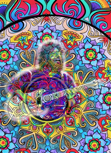 Jerry Garcia Psychedelic Pop Art Mandala Art Grateful Dead Art Etsy Mandala Art