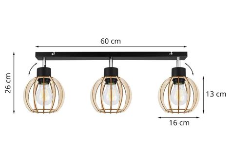 Regulowana Lampa Sufitowa Timber Drewniane Klosze Metalowa