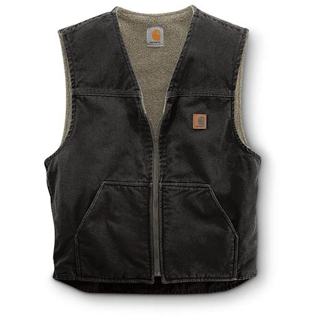 Carhartt Mens Sandstone Rugged Sherpa Lined Vest 156260 Vests At