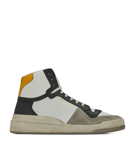 Saint Laurent Nude Leather Sl High Top Sneakers Harrods Uk