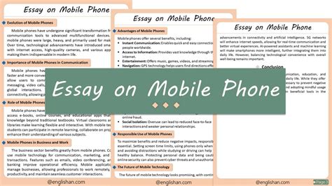 mobile phone essay  lines  words   words