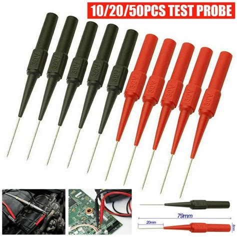 2 10pcs Insulation Piercing Needle Non Destructive Multimeter Test Probes Red Black 30v For