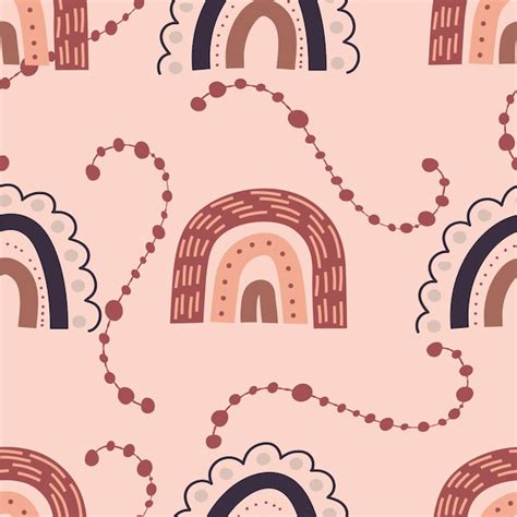 Premium Vector Boho Rainbow Seamless Pattern Bohemian Repeating