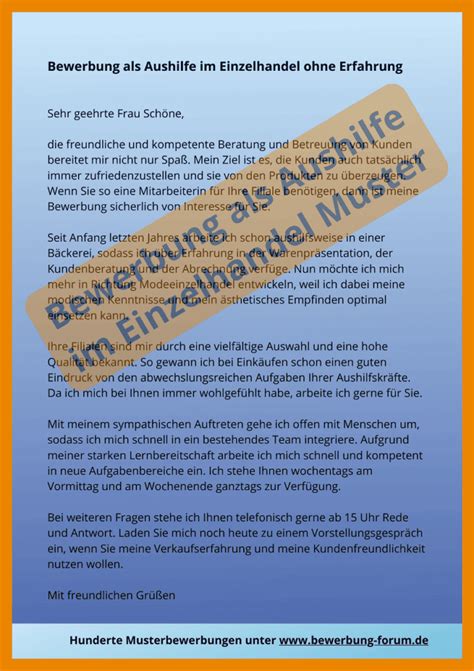 Bewerbung Aushilfe Einzelhandel Ohne Erfahrung Muster PDF