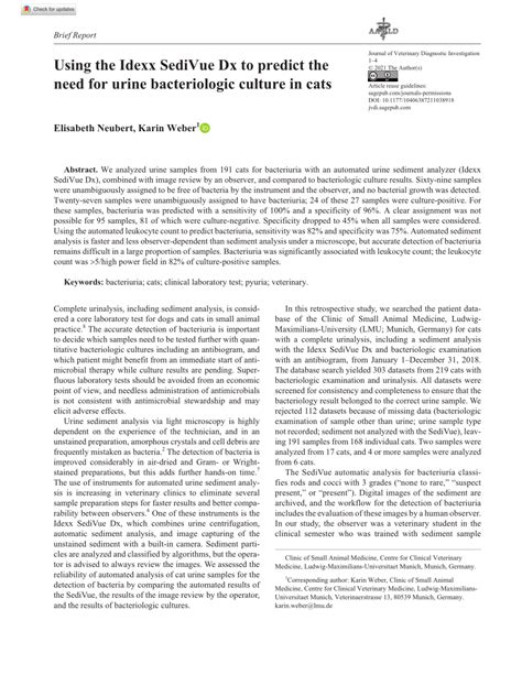 Pdf Using The Idexx Sedivue Dx To Predict The Need For Urine