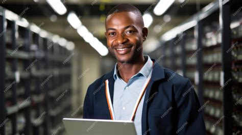 Premium Photo Portrait Of African American System Engineer With