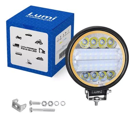 Kit Refletor Lumin Rio Farol W Led V V Redondo Cor Da Carca A