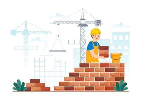 Bricklayer Worker Illustration With People Construction And Laying