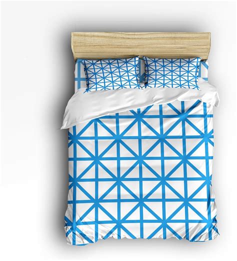 Amazon Libaoge 4 Piece Bed Sheets Set Blue Geometric Squares