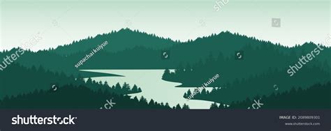 Landscape Mountains Trees Stock Vector Royalty Free 2089809301